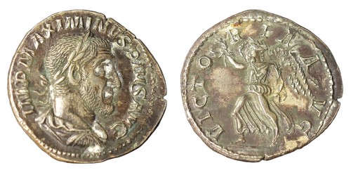 CSRD0176 Denarius Roman Coin Maximinus I Thrax back and front